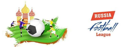 Social media header or banner design with players chartacter and Onion dome for Russia Football league concept. vector