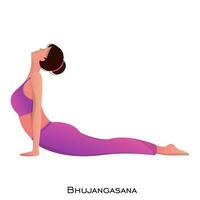 Young woman doing yoga in bhujangasana pose. vector