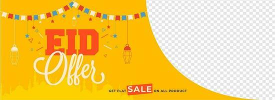 Eid Sale header or banner design with given space for your product image. vector