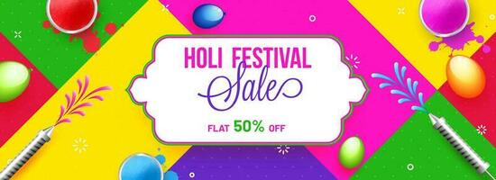 Colorful abstract background with festival elements illustration for Holi sale header or banner design. vector