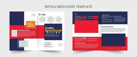 Bi fold Brochure Design Template for your Company with minimal and modern shapes in A4 format. vector