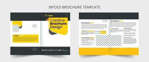 Bi fold Brochure Design Template for your Company with minimal and modern shapes in A4 format. vector