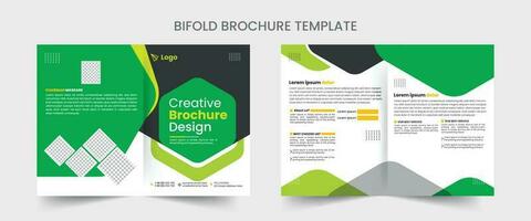 Bi fold Brochure Design Template for your Company with minimal and modern shapes in A4 format. vector