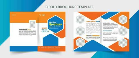 Bi fold Brochure Design Template for your Company with minimal and modern shapes in A4 format. vector