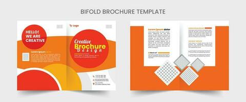 Bi fold Brochure Design Template for your Company with minimal and modern shapes in A4 format. vector