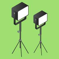 3D illustration of studio light on green background. vector