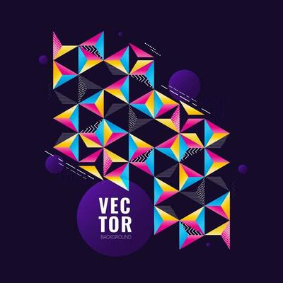 Colorful abstract geometric shape triangle in different patterns design.