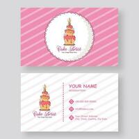 Front and back view of business card or horizontal template design for Cake Artist. vector