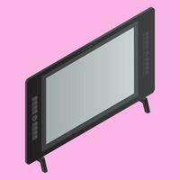 3D illustration of Black Graphic Tablet or Pen Tab on pink background. vector