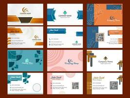 Abstract Business Or Visiting Card With Double-Sides Presentation In Six Options. vector