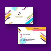 Business Card Or Horizontal Template Design On Purple Background. vector