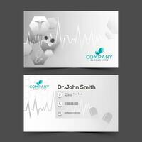 Healthcare company card or horizontal template design in front and back view. vector