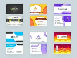diferente tipos negocio tarjeta o visitando tarjeta diseño en frente y espalda presentación. vector