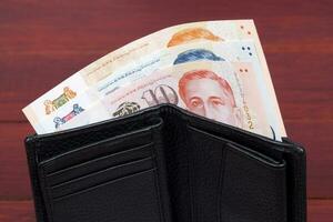 Singapur dinero - dólar en el negro billetera foto
