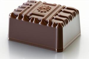 imagen de cerca arriba de un delicioso derritiendo chocolate bar aislado en blanco antecedentes. para chocolate festival, alimento, dulce postre, San Valentín día o chocolate día por ai generado foto