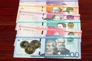 Dominican Pesos coins and banknotes photo