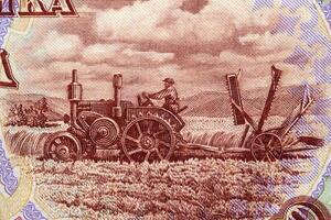 Farm tractor from old Bulgarian money photo