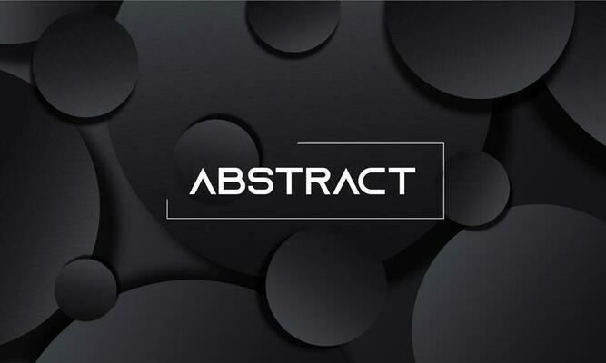 Black Paper Cut Circle Shapes Overlapping Background.