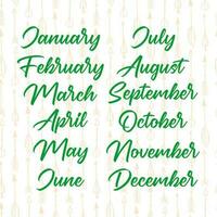 Names of months for calendar or notes book vector