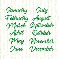 Names of months for calendar or notes book vector