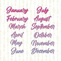 Names of months for calendar or notes book vector