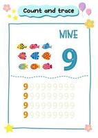 Counting and tracing numbers for kids vector