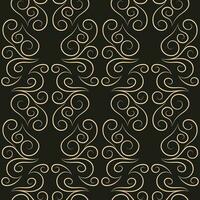 Seamless pattern, golden linear pattern, monogram on a dark background. Design for banner, leaflet, print, poster, wallpaper, fabric. Abstract geometry. vector