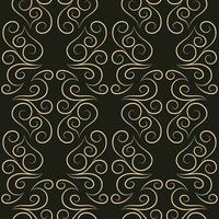 Seamless pattern, golden linear pattern, monogram on a dark background. Design for banner, leaflet, print, poster, wallpaper, fabric. Abstract geometry. vector