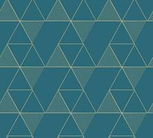 Golden geometric vector seamless patterns. Golden lines, triangles and rhombuses on an emerald green background. Modern illustrations for wallpapers, flyers, covers, banners, minimalistic decorations