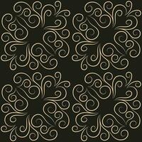 Seamless pattern, golden linear pattern, monogram on a dark background. Design for banner, leaflet, print, poster, wallpaper, fabric. Abstract geometry. vector