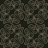 Seamless pattern, golden linear pattern, monogram on a dark background. Design for banner, leaflet, print, poster, wallpaper, fabric. Abstract geometry. vector