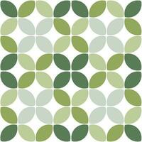 Modern minimalistic  geometric seamless pattern, rounded shapes, leaves in green color scheme on a white background vector