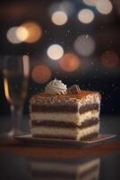 Delicious Italian dessert Tiramisu with coffee, cream and cocoa photo