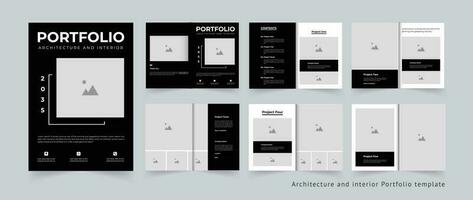 Architecture and interior portfolio template design A4 size print ready portfolio template vector