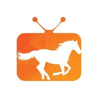 Horse running icon vector illustration inside a shape of TV pattern color.