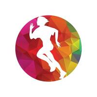 Running woman side view. vector illustration. inside the shape of circle pattern color.