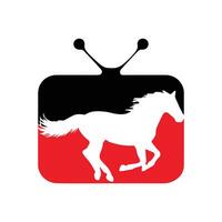 Horse running icon vector illustration inside a shape of TV red and black color.