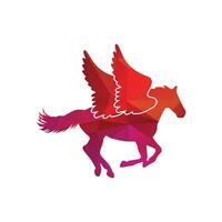 Horse running icon vector illustration flying horse with wings unique pattern color.