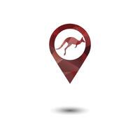 Kangaroo jumping logo template vector illustration inside a shape of location.