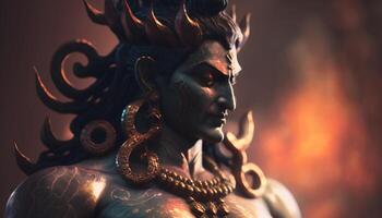 shiva, el señor de destrucción y renovación majestuoso retrato de el hindú Dios ai generado foto