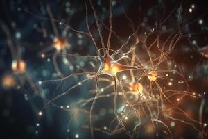 Illuminated Neuronal Connections Exploring a Network of Neurons Through a Microscope photo