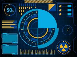 hud ui para negocio aplicación futurista usuario interfaz hud y infografía elementos en azul antecedentes. vector