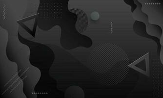 Abstract Black Background with Geometric Elements and Wavy Pattern. vector