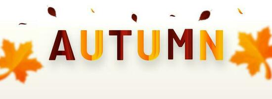 Colorful paper cut text AUTUMN with maple leaves on white background for Advertising header or banner design. vector