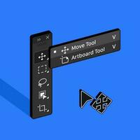 Tools Panel. Move and Select tool. Artboard tool vector