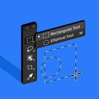 Tools Panel. Rectangular Marquee tool. Elliptical tool vector