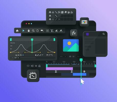 Program interface for Motion Designer. Working with Video and Animation. App for Designers. Video clip editing