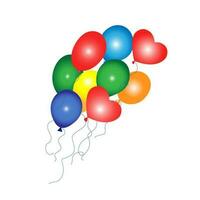 globos día festivo. un manojo de brillante de colores globos corazón forma. fiesta diseño. cumpleaños, San Valentín día, aniversario. vector ilustración.