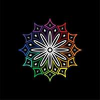 Colorful Mandala On Black Background, rainbow simple mandala vector design