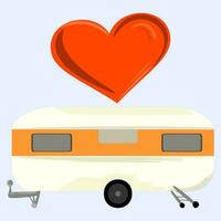 Trailer caravan, motorhome, mobile home for country vacation. Side view camping trailers, isolated on white background. Vector Flat vector illustration Hand drawn Clip Art